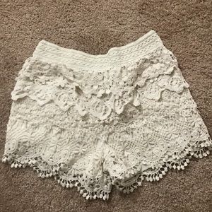 Rue 21 Cream Crochet Shorts